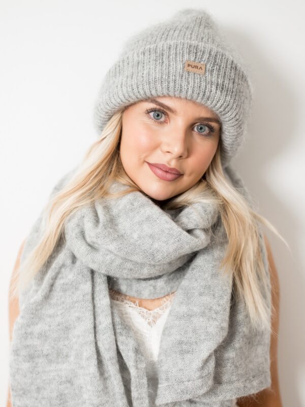 Paksu Pipo Kid Mohair Sekoitteesta Light Grey Melange