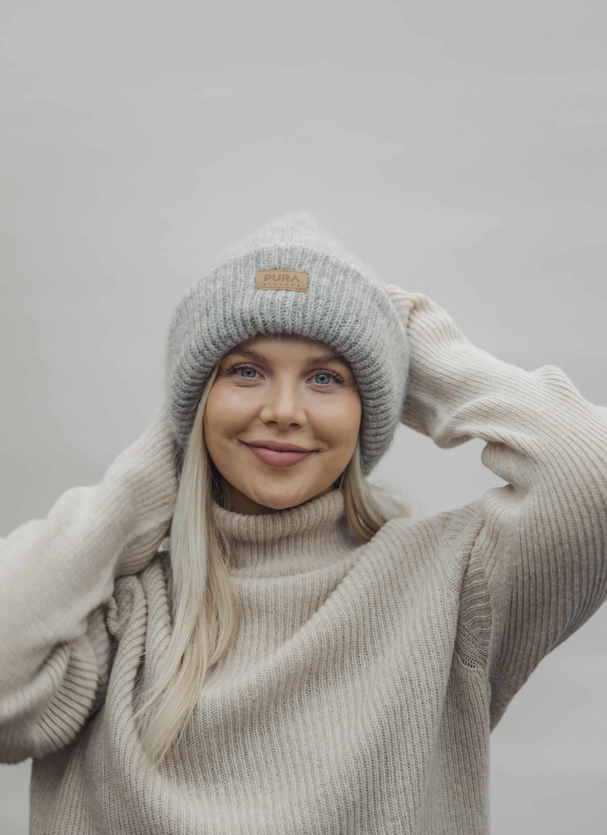 MOHAIR Beanie pipo Beige PURA Finland