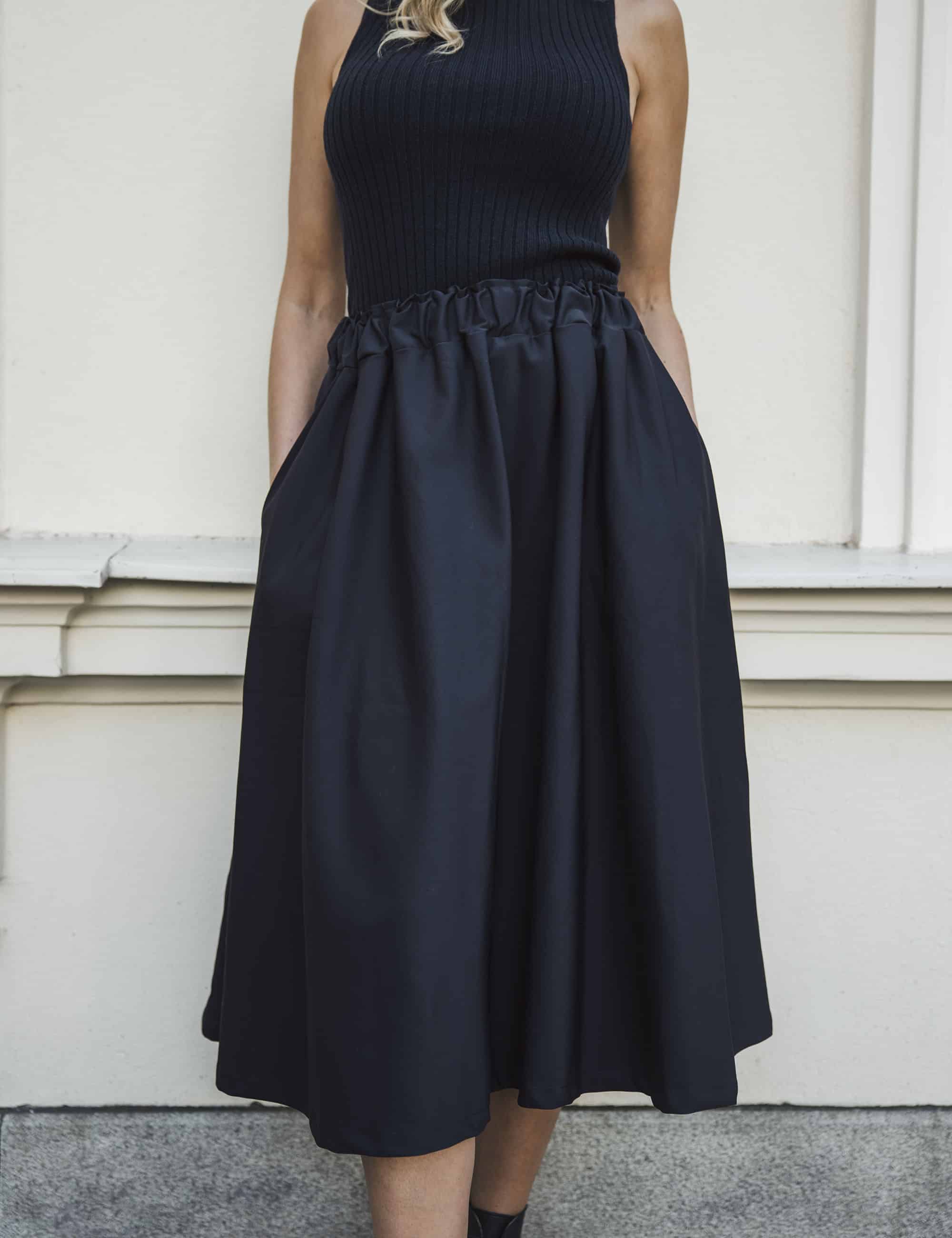 COTTON Blend Long Pocket Skirt hame Musta PURA Finland