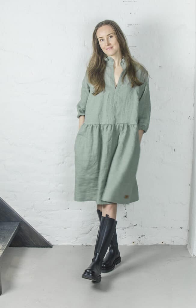 LINEN Flow Dress -pellavamekko, salvia | PURA Finland
