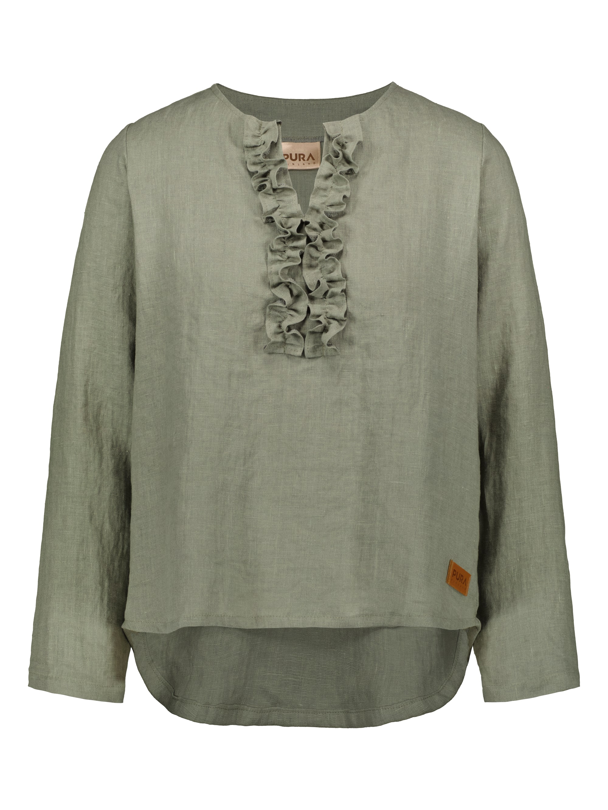 Linen Ruffle Shirt-vihreä_Front