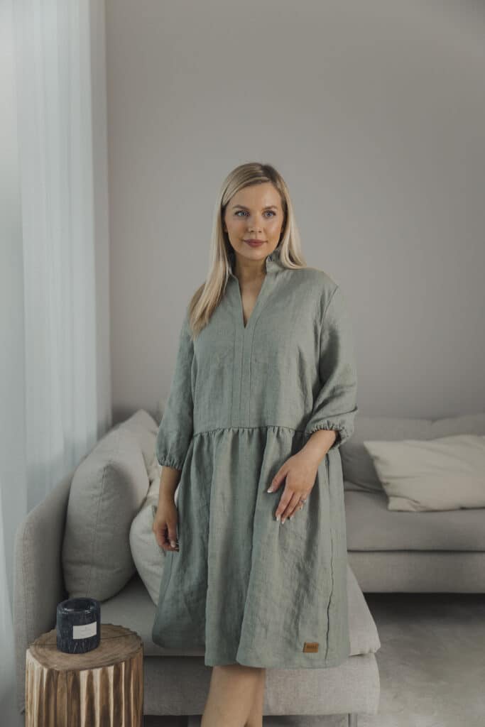 Salvia Linen Dress | Navy main image 1